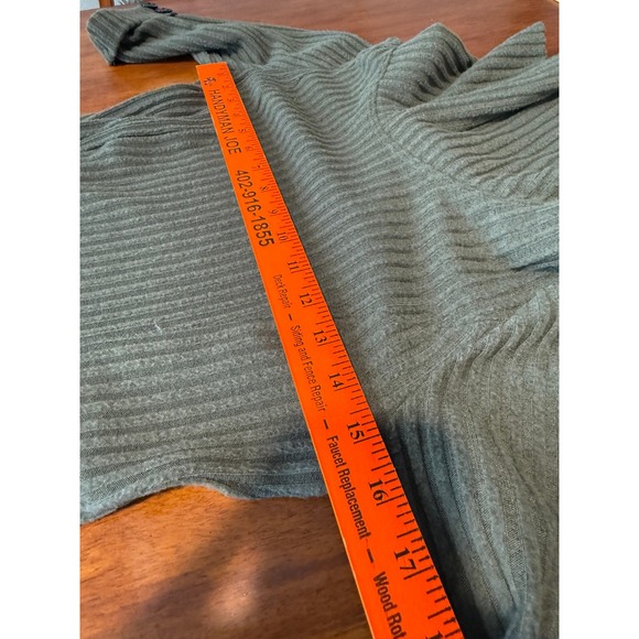 Robbie Bee Olive Green Ribbed Cowl Neck 3/4 Sleeve Dress Small Midi Work Career - Picture 8 of 14